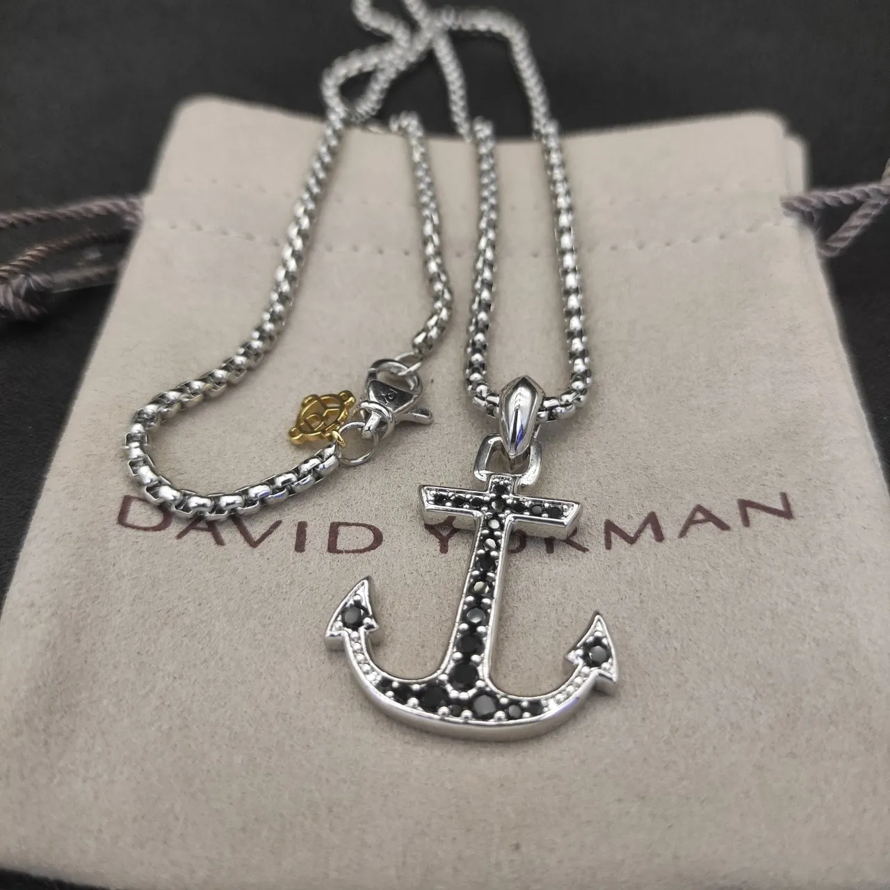 David Yurman Anchor Pendant Silver Blue Pavé-Set Gemstones Necklace 5