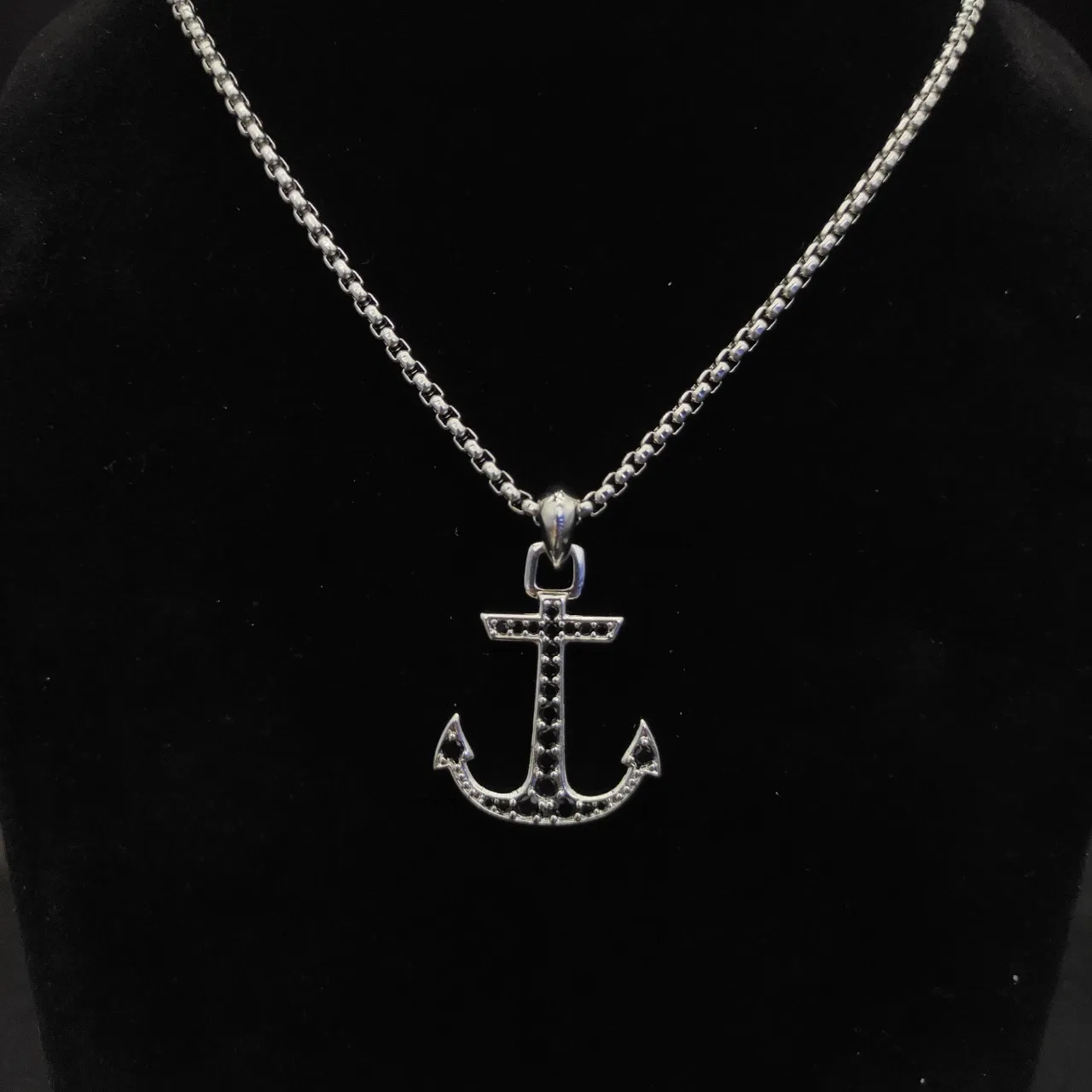 David Yurman Anchor Pendant Silver Blue Pavé-Set Gemstones Necklace 6