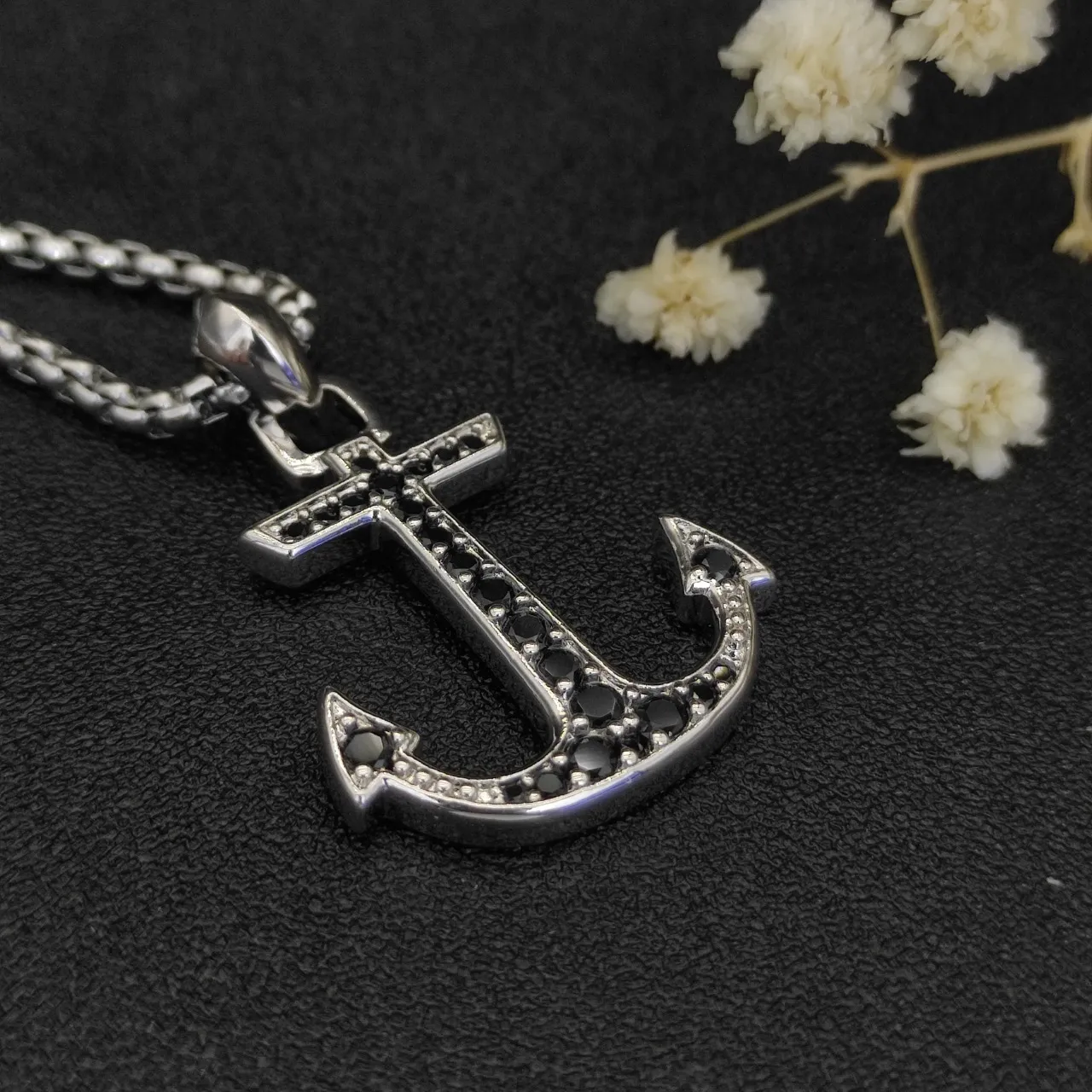 David Yurman Anchor Pendant Silver Blue Pavé-Set Gemstones Necklace 7