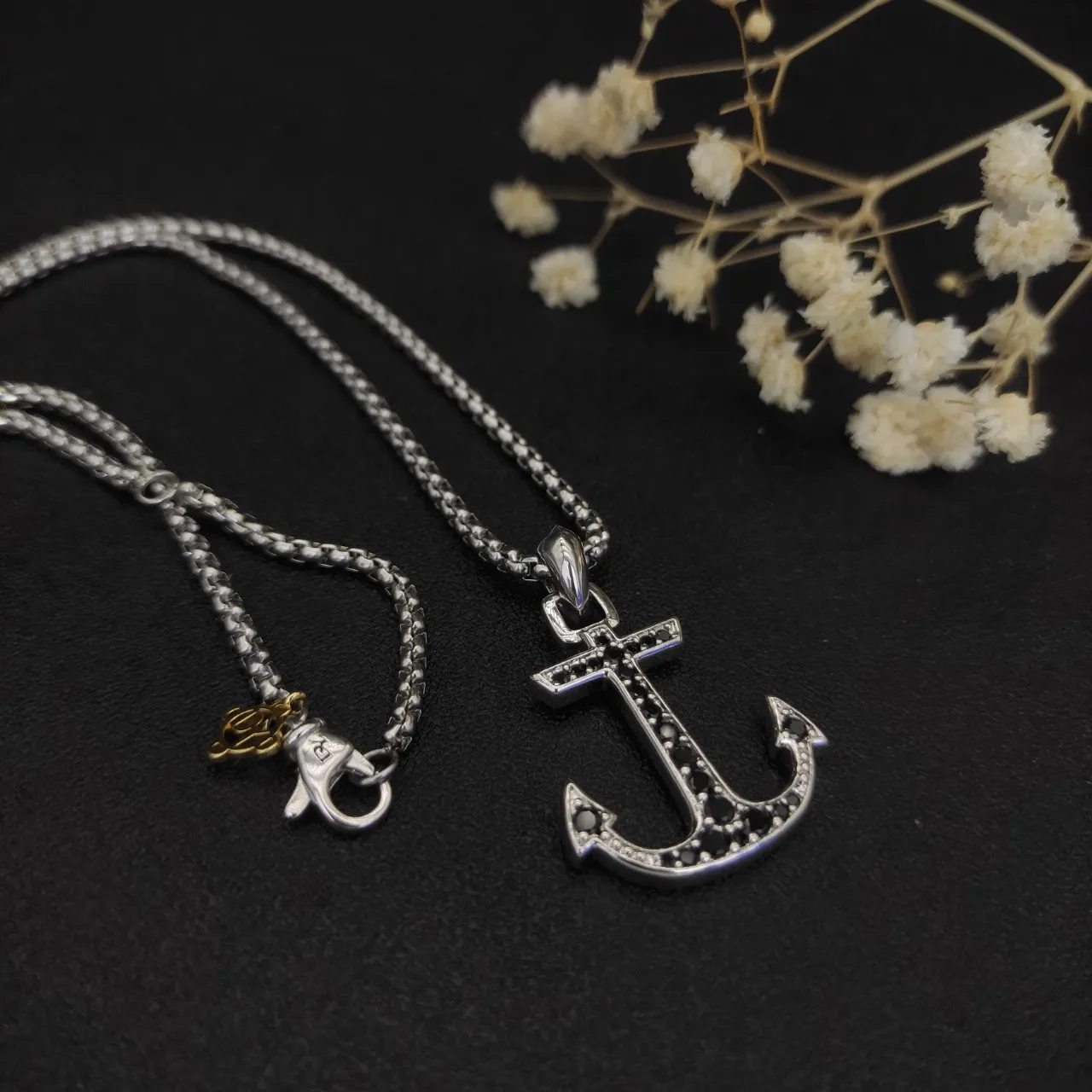 David Yurman Anchor Pendant Silver Blue Pavé-Set Gemstones Necklace 8