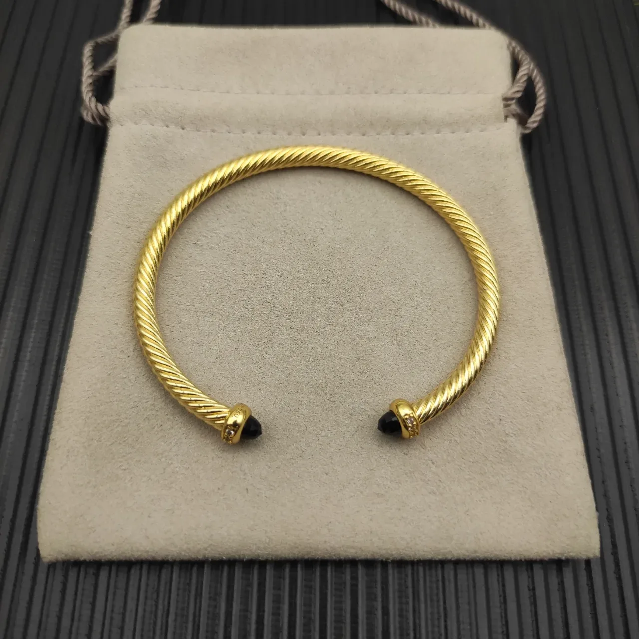 David Yurman Cable Classic Twisted Gold-Tone and Black Onyx Bracelet 9