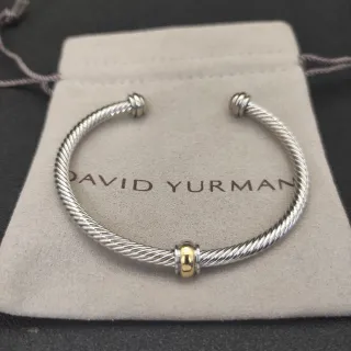 David Yurman Cable Classic Torcida Plata y Oro Pulsera de Cuentas