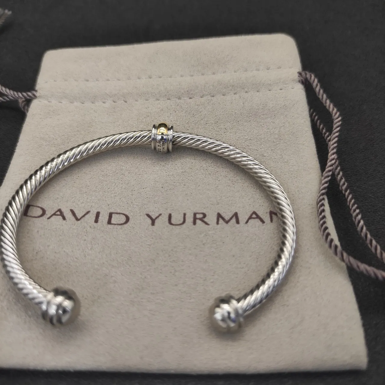 David Yurman Cable Classic Twisted Silver and Gold Bead Bracelet 9