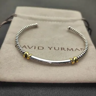 David Yurman Cable Classics سوار ثنائي اللون عقدة باڤيه بار