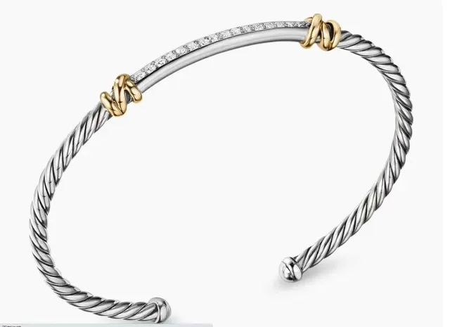 David Yurman Cable Classics Dual-Tone Knot Pavé Bar Bracelet 2
