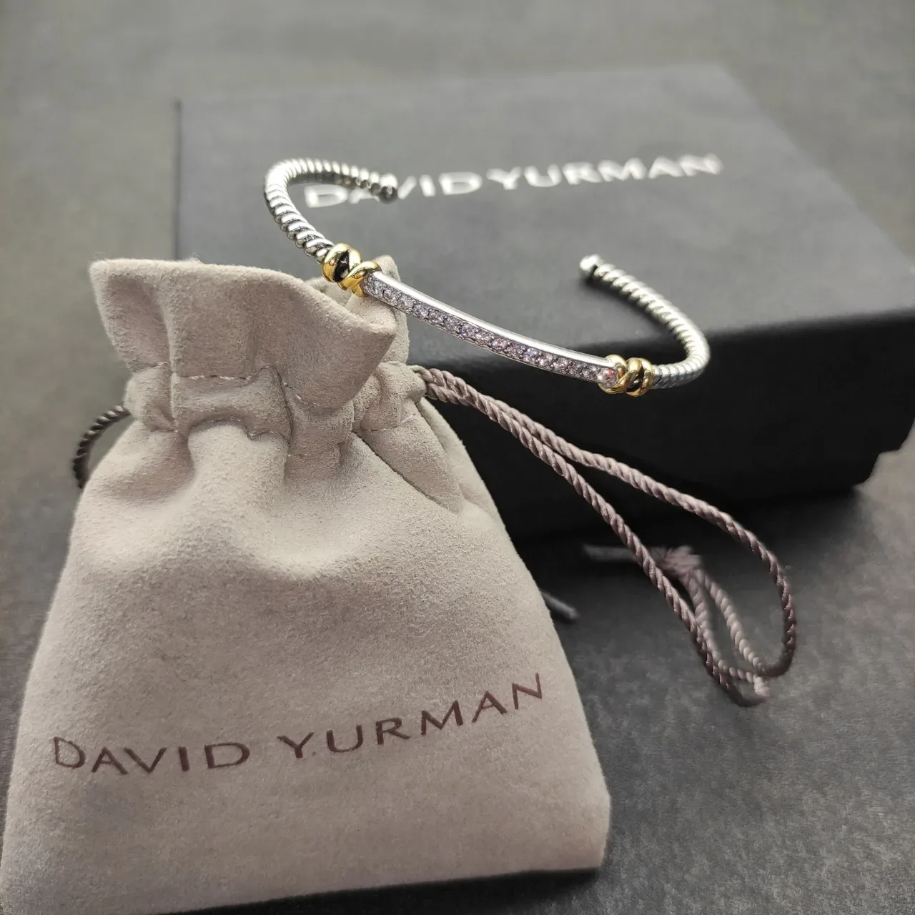 David Yurman Cable Classics Dual-Tone Knot Pavé Bar Bracelet 3