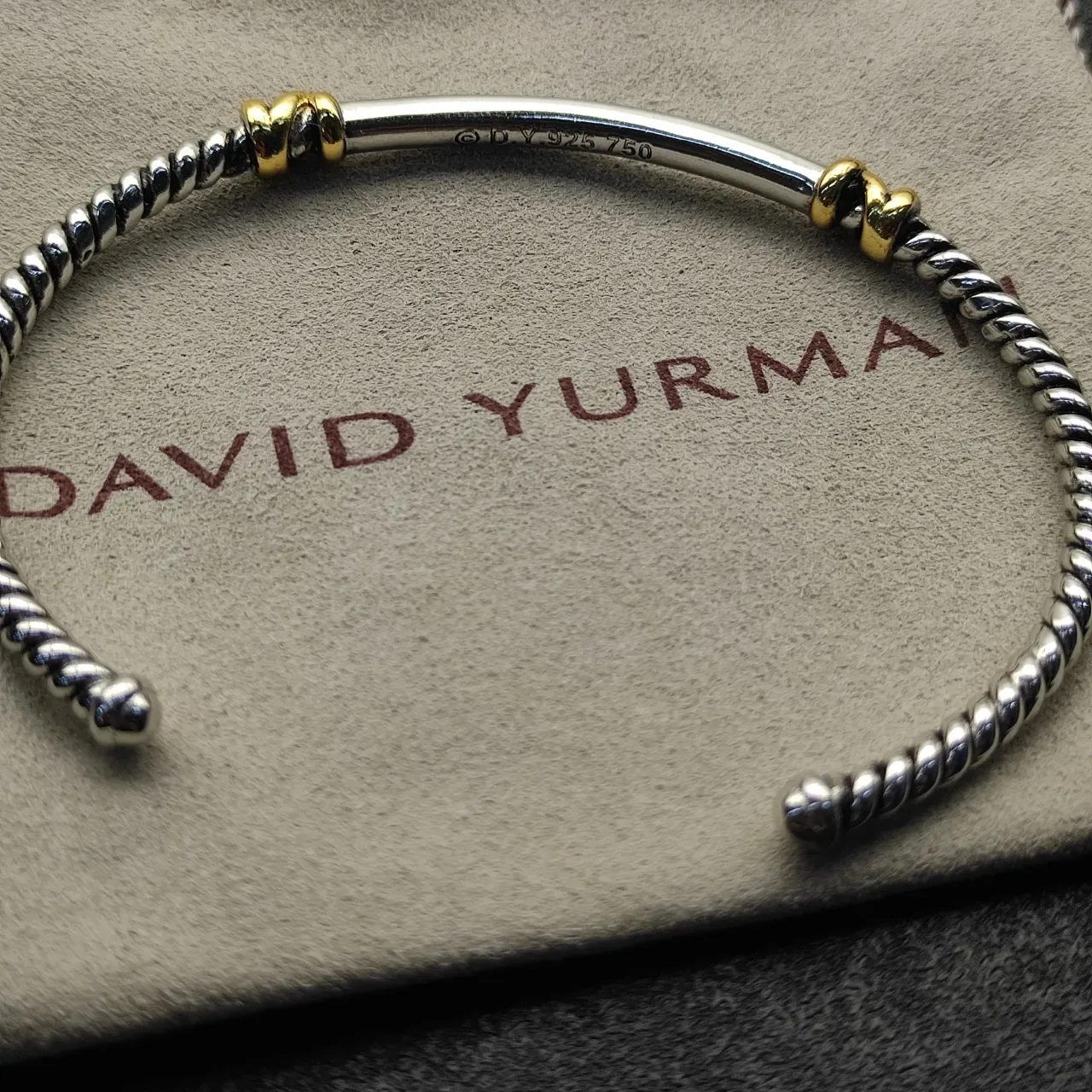 David Yurman Cable Classics Dual-Tone Knot Pavé Bar Bracelet 4