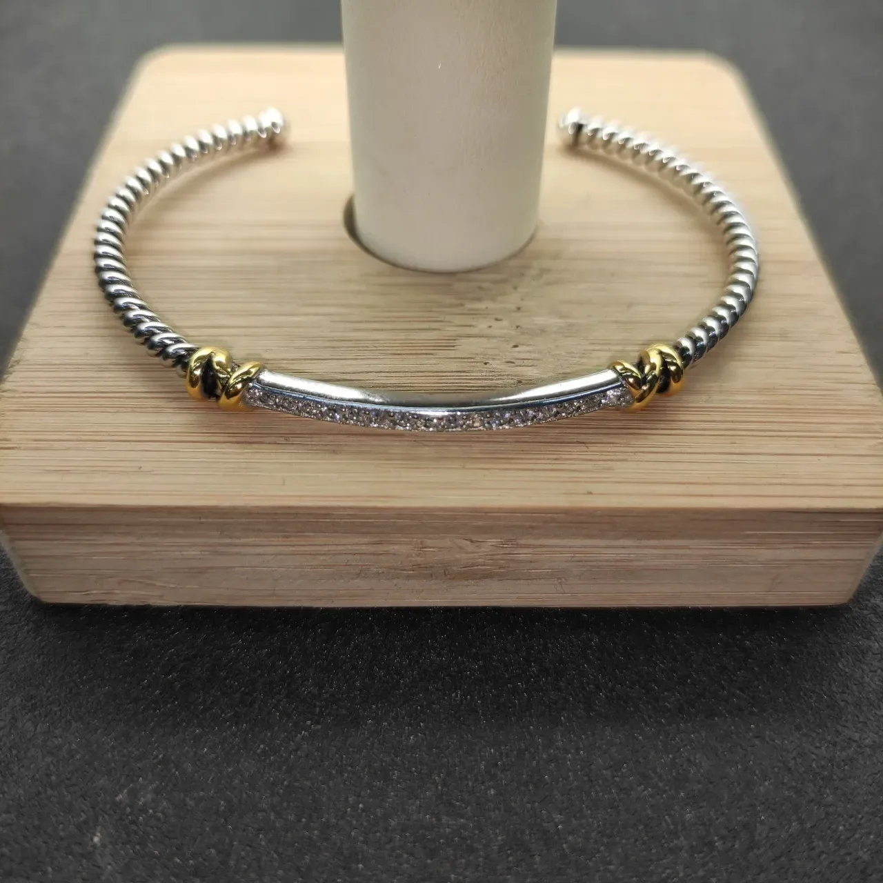 David Yurman Cable Classics Dual-Tone Knot Pavé Bar Bracelet 5