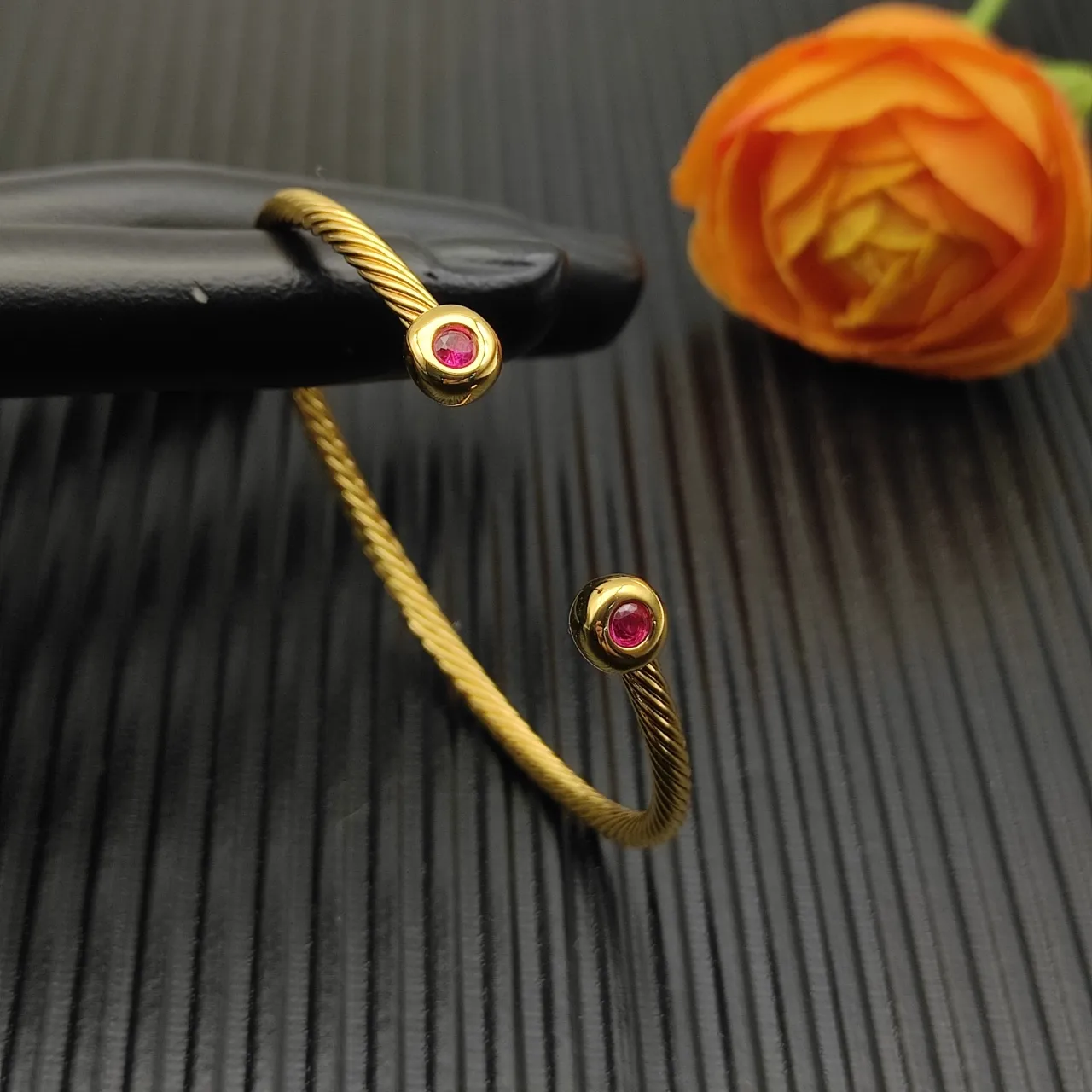 David Yurman Cable Classics Ruby Twisted Cable Open Cuff Bracelet 4