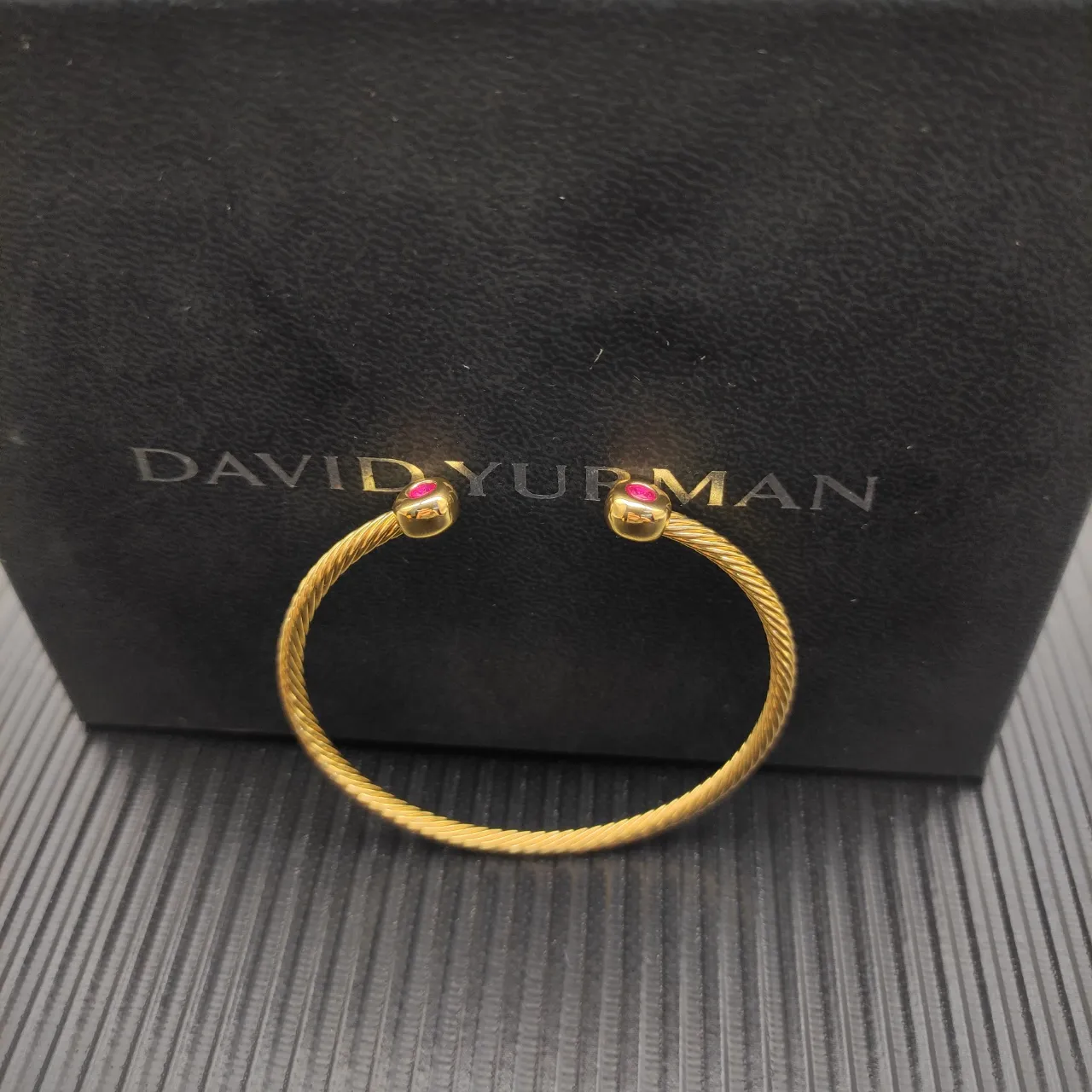 David Yurman Cable Classics Ruby Twisted Cable Open Cuff Bracelet 7