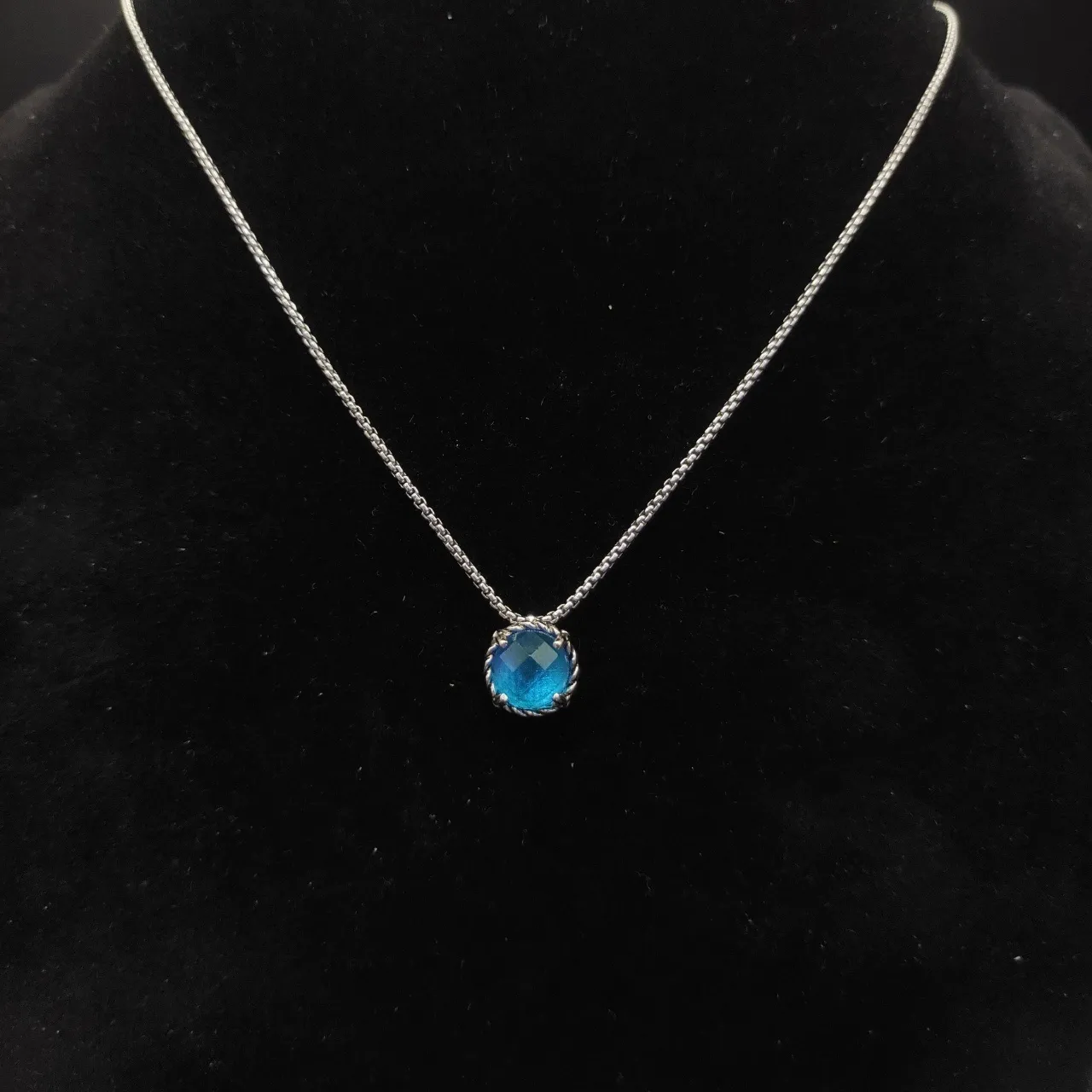 David Yurman Cable Collectibles Faceted Blue Stone Necklace 2