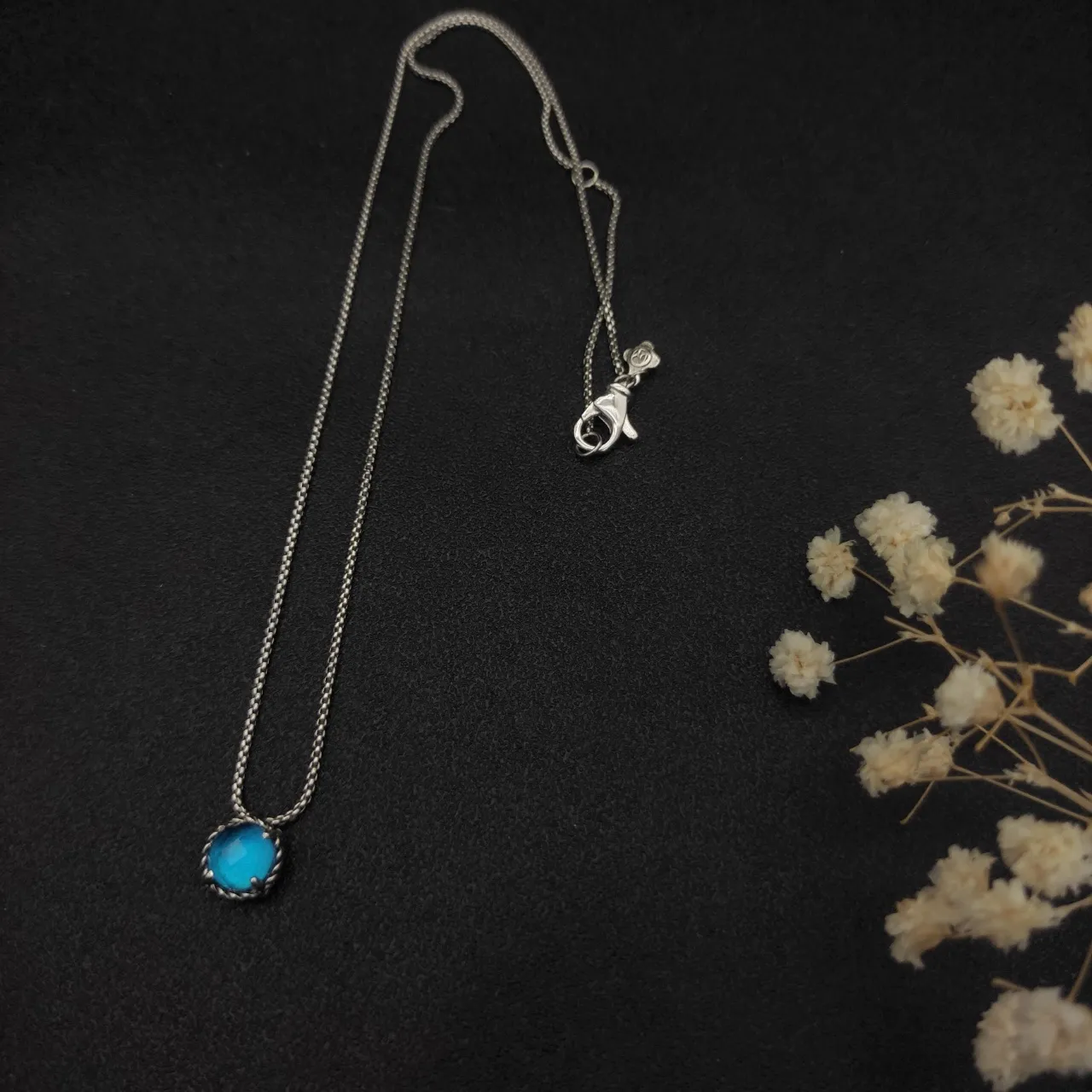 David Yurman Cable Collectibles Faceted Blue Stone Necklace 7