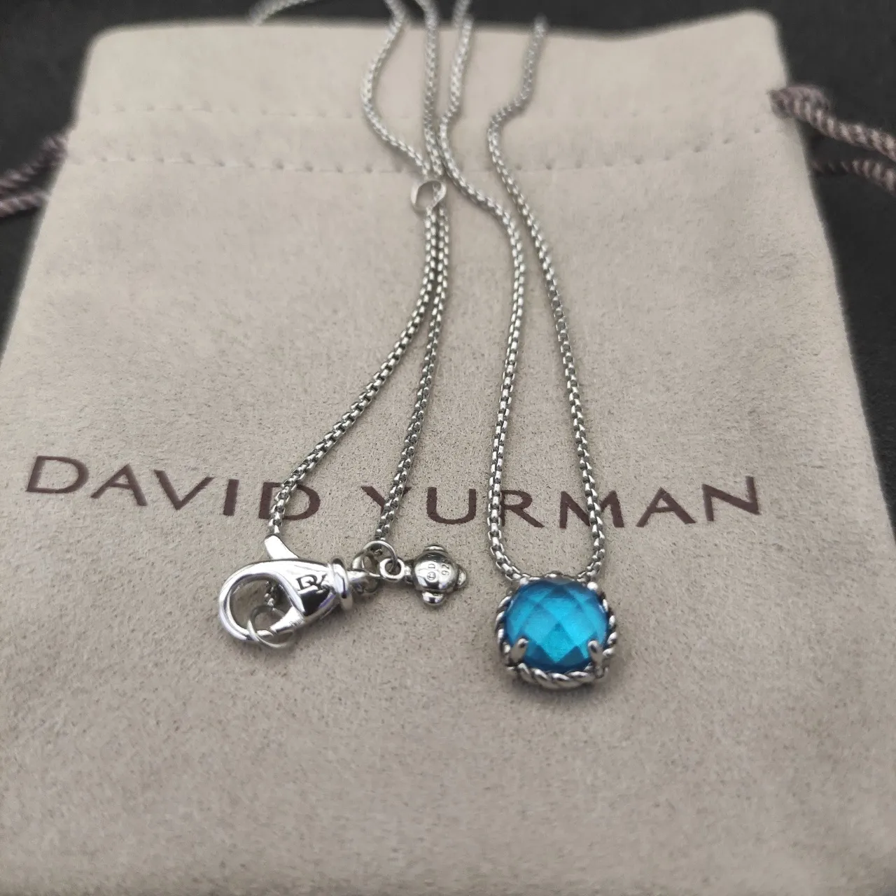 David Yurman Cable Collectibles Faceted Blue Stone Necklace 9