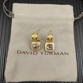 David Yurman Cable Collectibles Square Cushion-Cut Stone Pavé Halo Earrings
