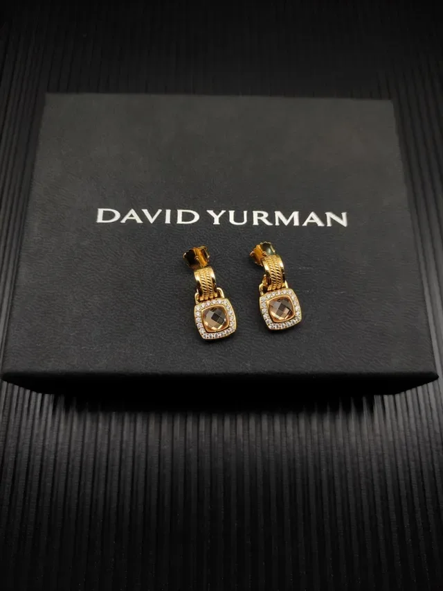 David Yurman Cable Collectibles Square Cushion-Cut Stone Pavé Halo Earrings 3