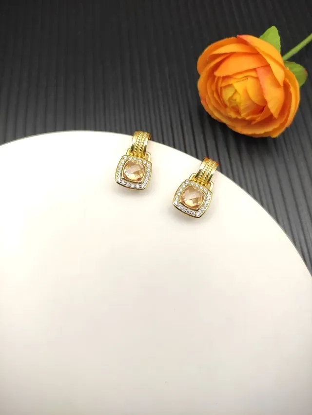 David Yurman Cable Collectibles Square Cushion-Cut Stone Pavé Halo Earrings 4