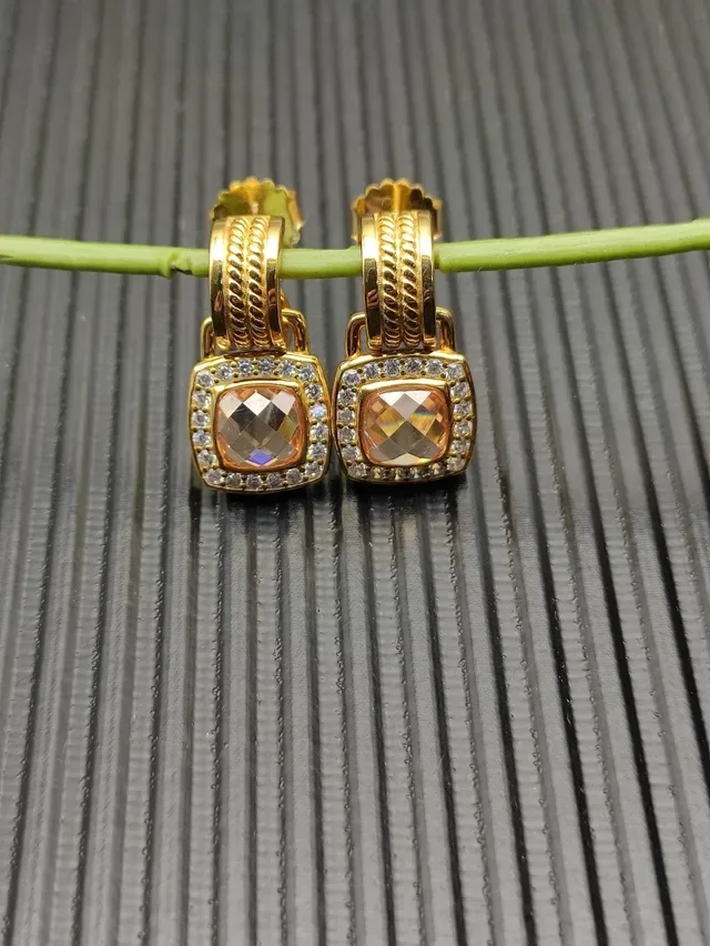 David Yurman Cable Collectibles Square Cushion-Cut Stone Pavé Halo Earrings 6