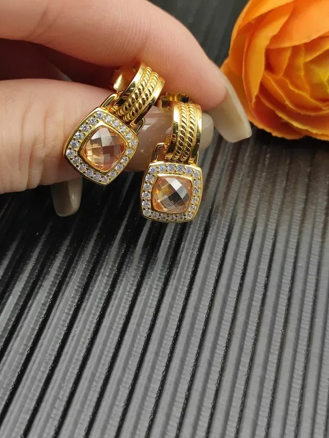 David Yurman Cable Collectibles Square Cushion-Cut Stone Pavé Halo Earrings 7