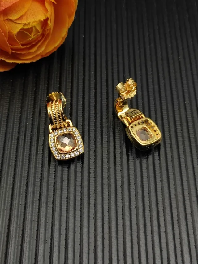 David Yurman Cable Collectibles Square Cushion-Cut Stone Pavé Halo Earrings 8