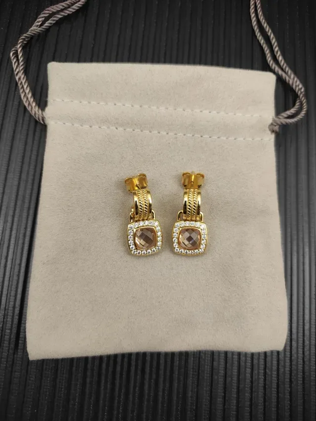 David Yurman Cable Collectibles Square Cushion-Cut Stone Pavé Halo Earrings 9