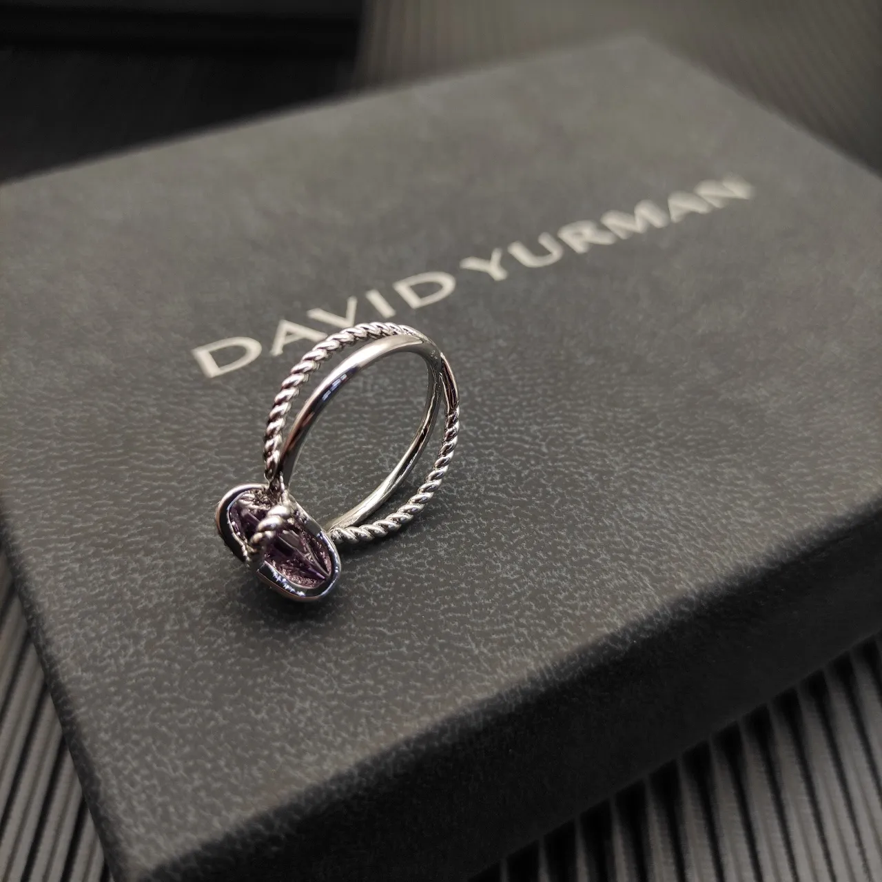 David Yurman Cable Love Knot Purple Gemstone Ring 5