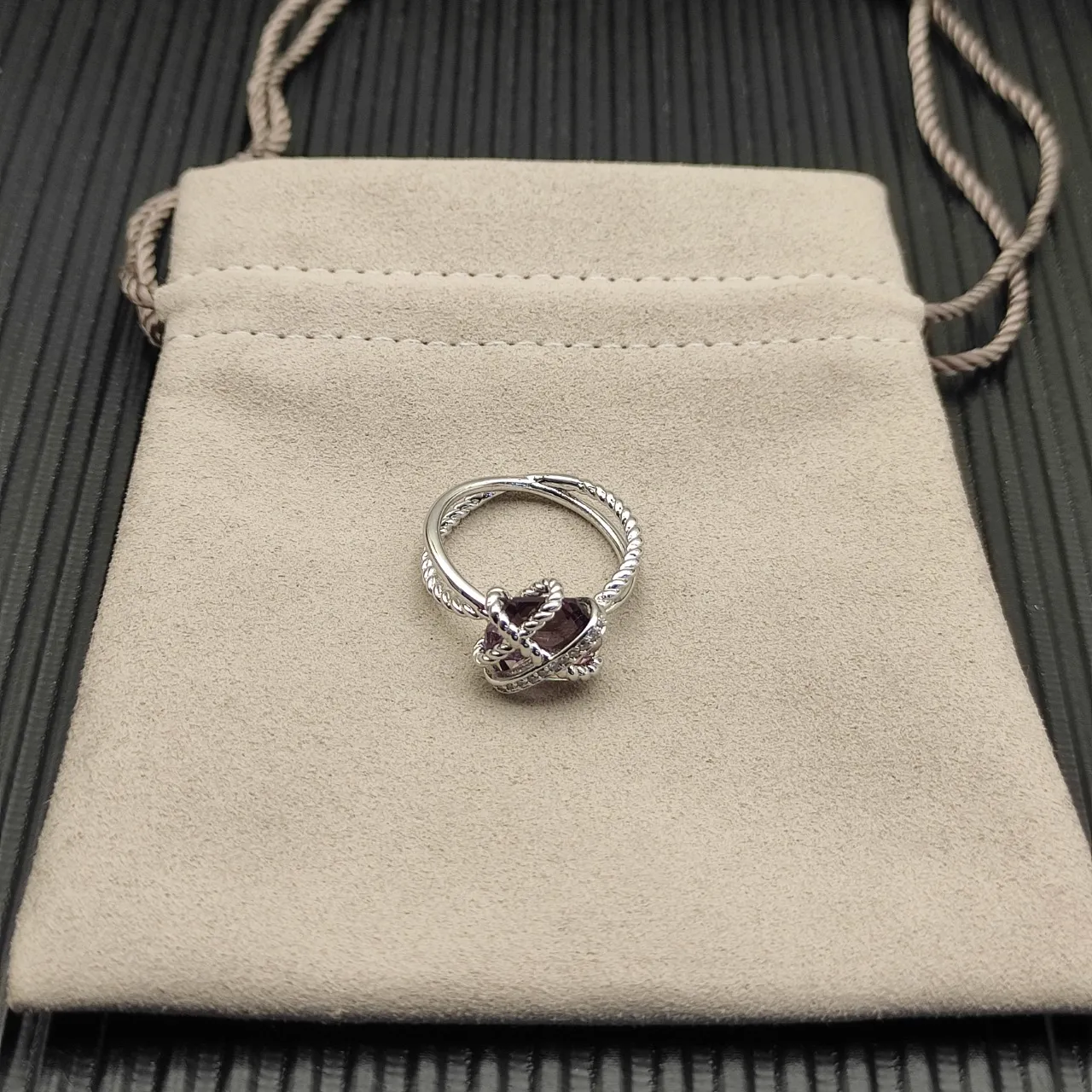 David Yurman Cable Love Knot Purple Gemstone Ring 8