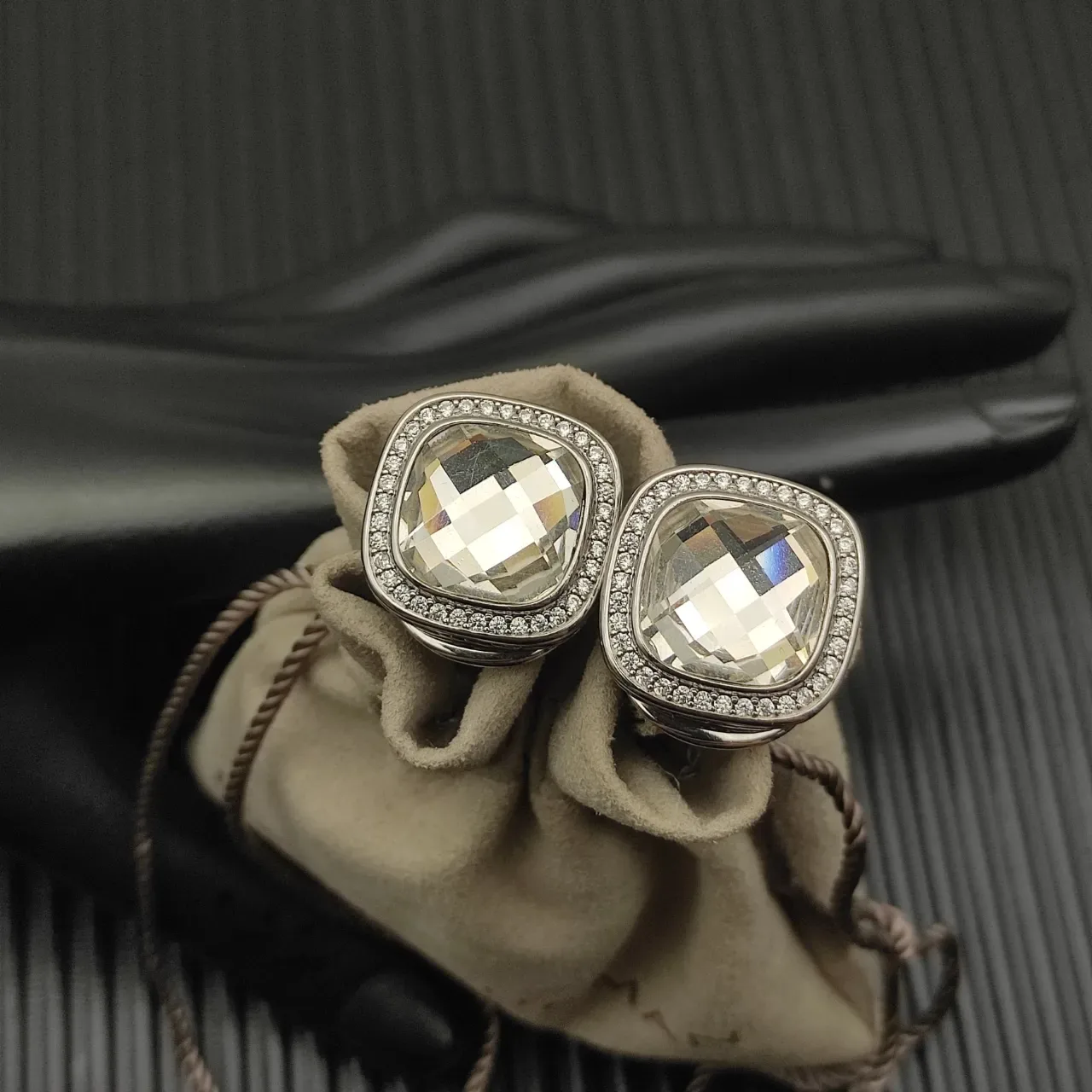 David Yurman Cushion-Cut Pavé Halo Earrings 6