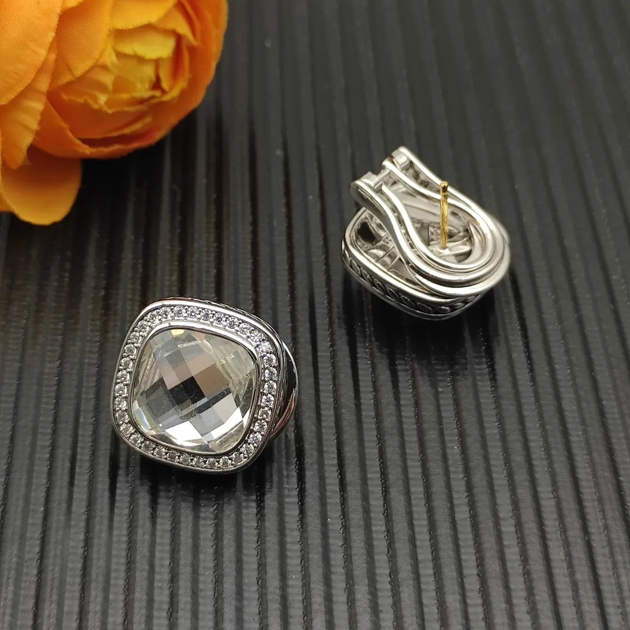 David Yurman Cushion-Cut Pavé Halo Earrings 9