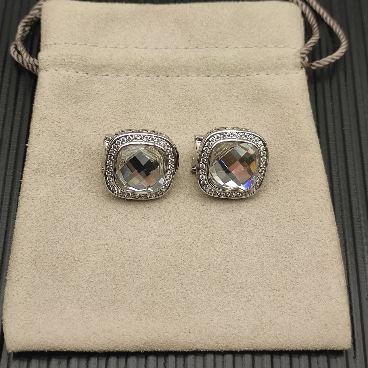 David Yurman Cushion-Cut Pavé Halo Earrings 11