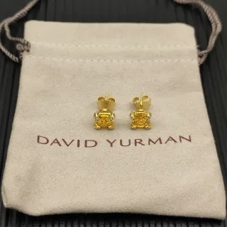 David Yurman Gold-Tone Citrine and Diamond Stud Earrings
