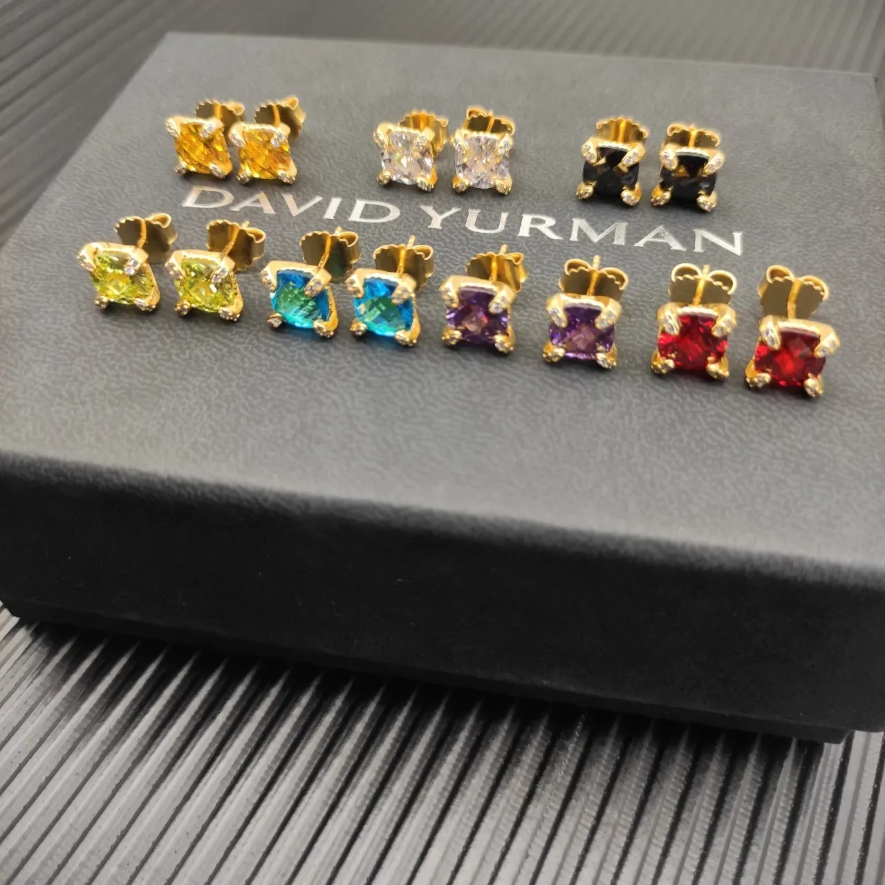 David Yurman Gold-Tone Citrine and Diamond Stud Earrings 4