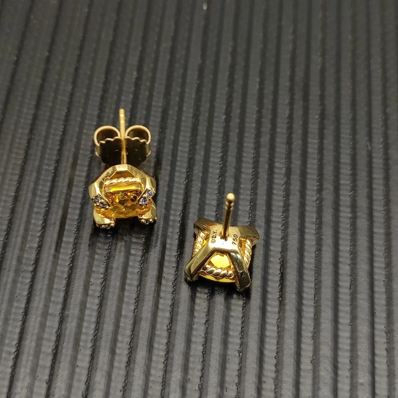 David Yurman Gold-Tone Citrine and Diamond Stud Earrings 7