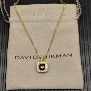 David Yurman قلادة هالو بحجر أرجواني بلون ذهبي