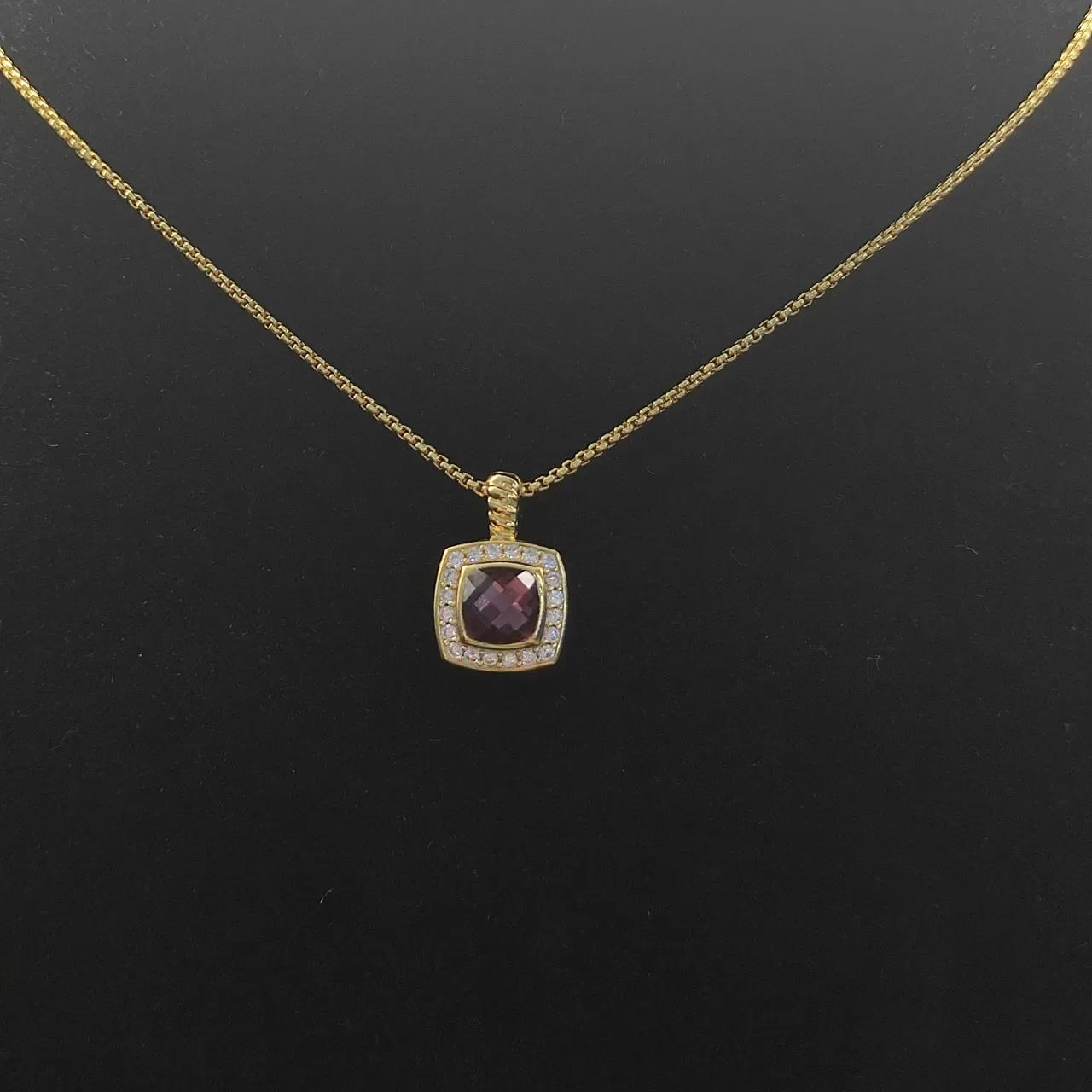 David Yurman Gold-Tone Purple Gemstone Halo Pendant Necklace 4