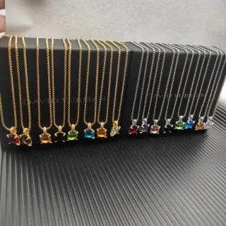 David Yurman Or vert Chaîne box Coupe en coussin Gemme Collier