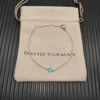 David Yurman سوار سلاسل فضية زرقاء رفيعة حجر كريم مفصل فردي