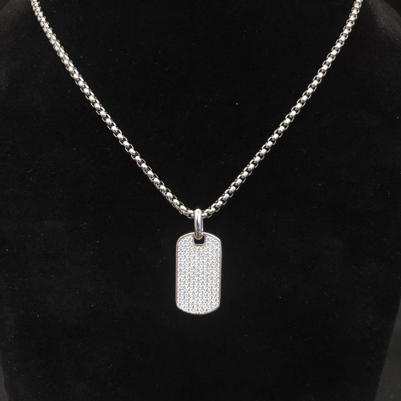 David Yurman Silver Gold Box-Chain Engraved Leaf-Chevron Pendant Necklace 5