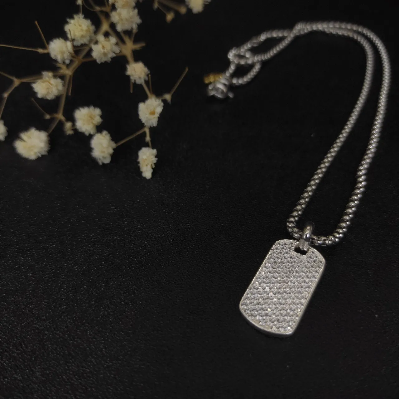 David Yurman Silver Gold Box-Chain Engraved Leaf-Chevron Pendant Necklace 7