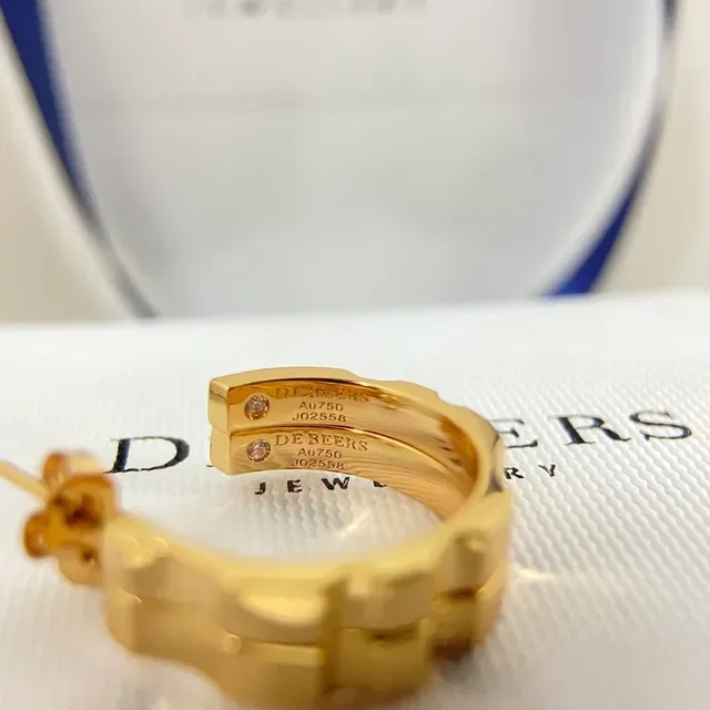 De Beers Boucles d'oreilles Or Argent Géométriques Facettées Bord Texturé 2