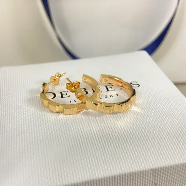 De Beers Boucles d'oreilles Or Argent Géométriques Facettées Bord Texturé 4