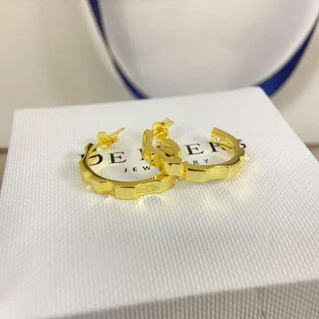 De Beers Boucles d'oreilles Or Argent Géométriques Facettées Bord Texturé 6