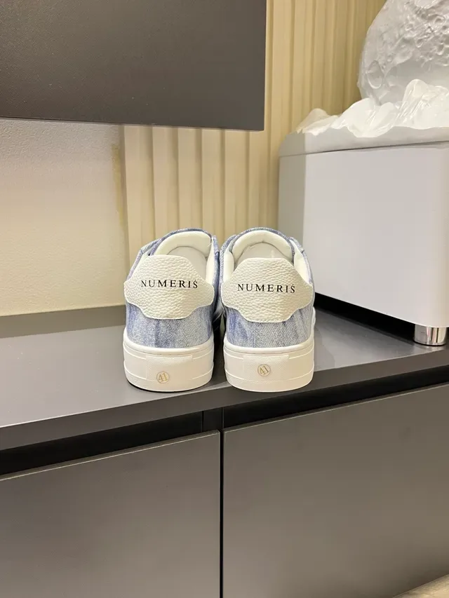 Denim-Textured Low-Top Platform Sneakers 2