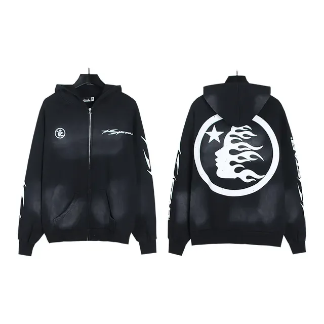 Distressed Black Graphic-Print Full-Zip Oversized Hoodie 2
