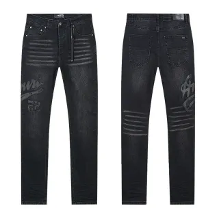 Jeans Slim Fit Noir avec Impression Graphique Distressed