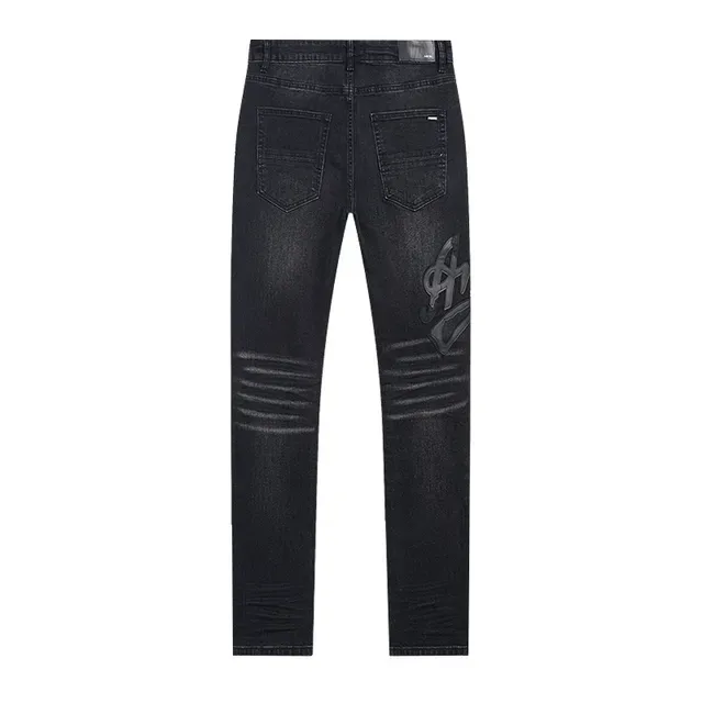 Distressed Black Graphic Print Slim-Fit Jeans 3