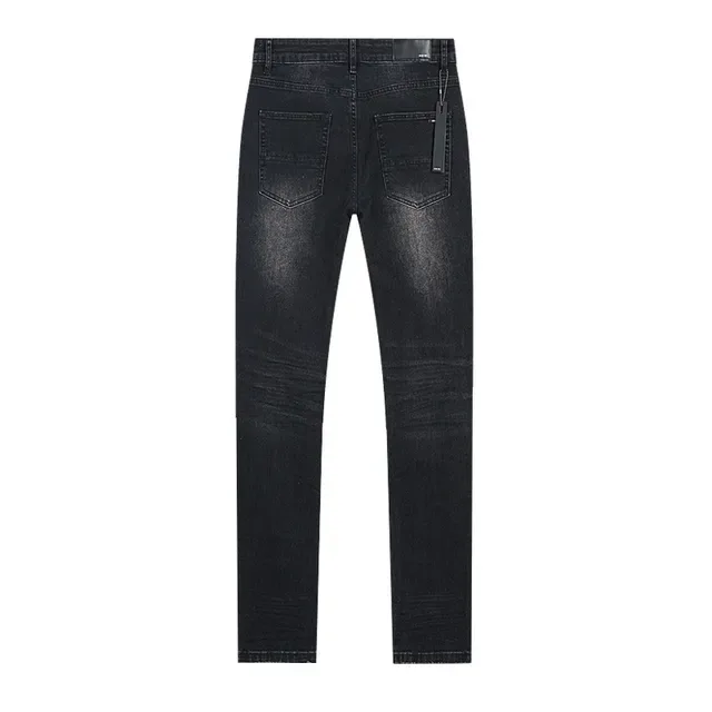 Distressed Black Rhinestone-Embellished Slim-Fit Jeans 3