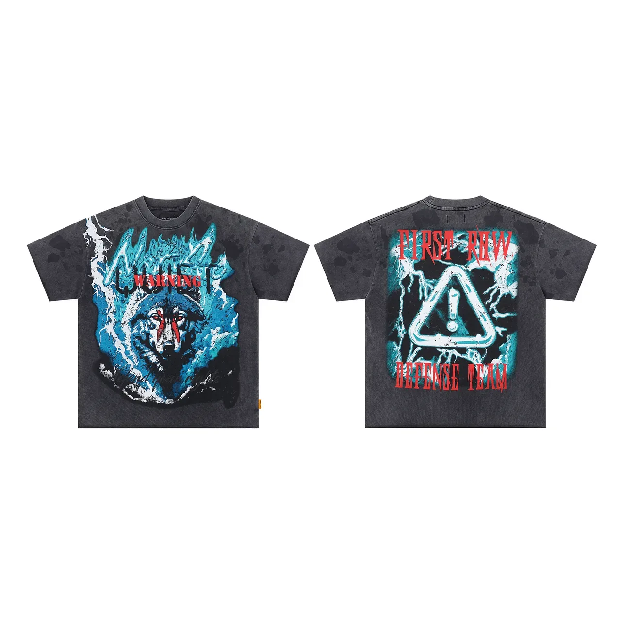Distressed Gray Wolf Graphic Print Oversized T-Shirt 2