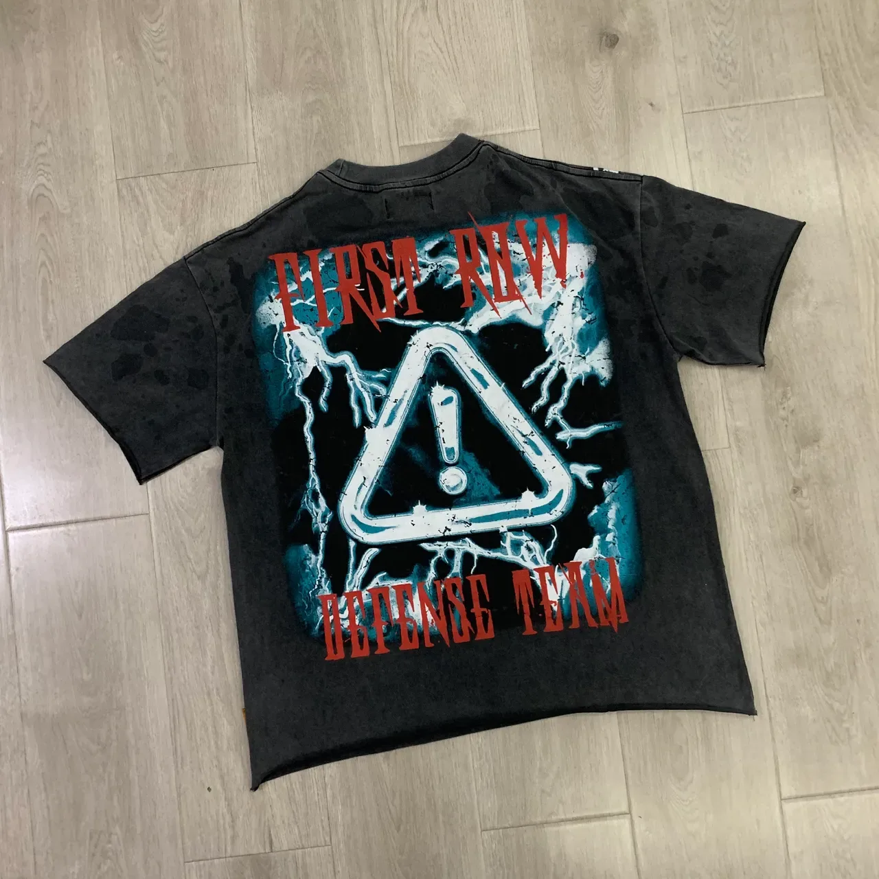 Distressed Gray Wolf Graphic Print Oversized T-Shirt 6