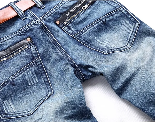 Distressed Mid-Rise Straight-Leg Button-Fly Blue Jeans 6