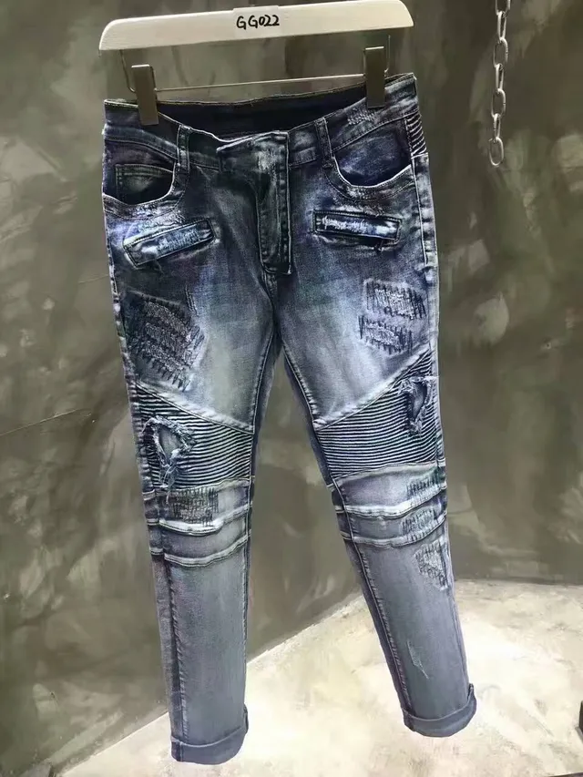 Distressed Moto-Panelled Patchwork Gray Jeans 5
